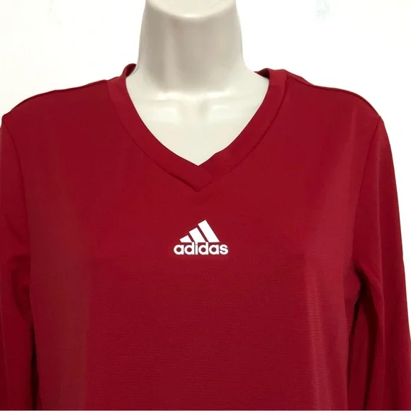 Adidas Red Long Sleeve Tee shirt large Aeroready pregame - Picture 4 of 9
